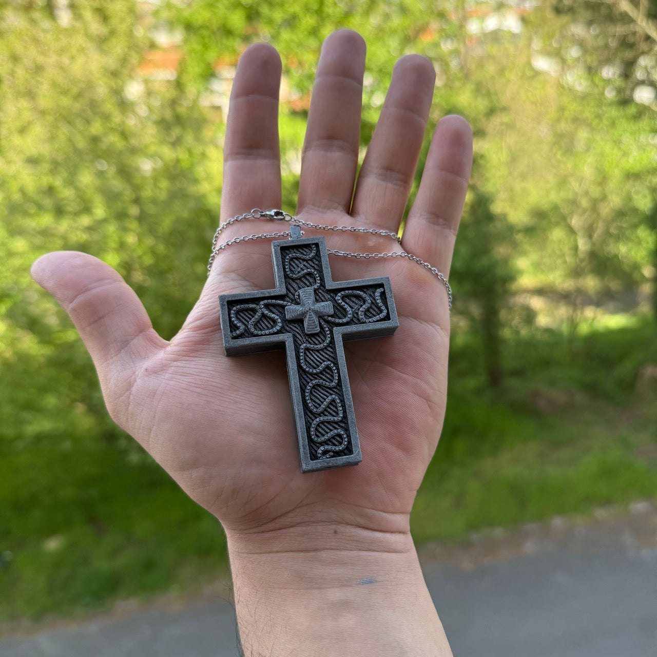 Squid Thanos 230 – Hidden Storage Crucifix Pendant | Unique Edgy Jewelry for Fans & Collectors Game