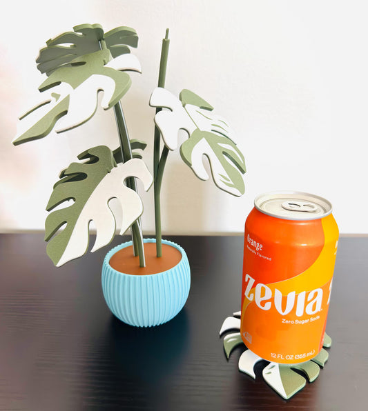 Monstera Plant Coaster Set w/ 6 Coasters
